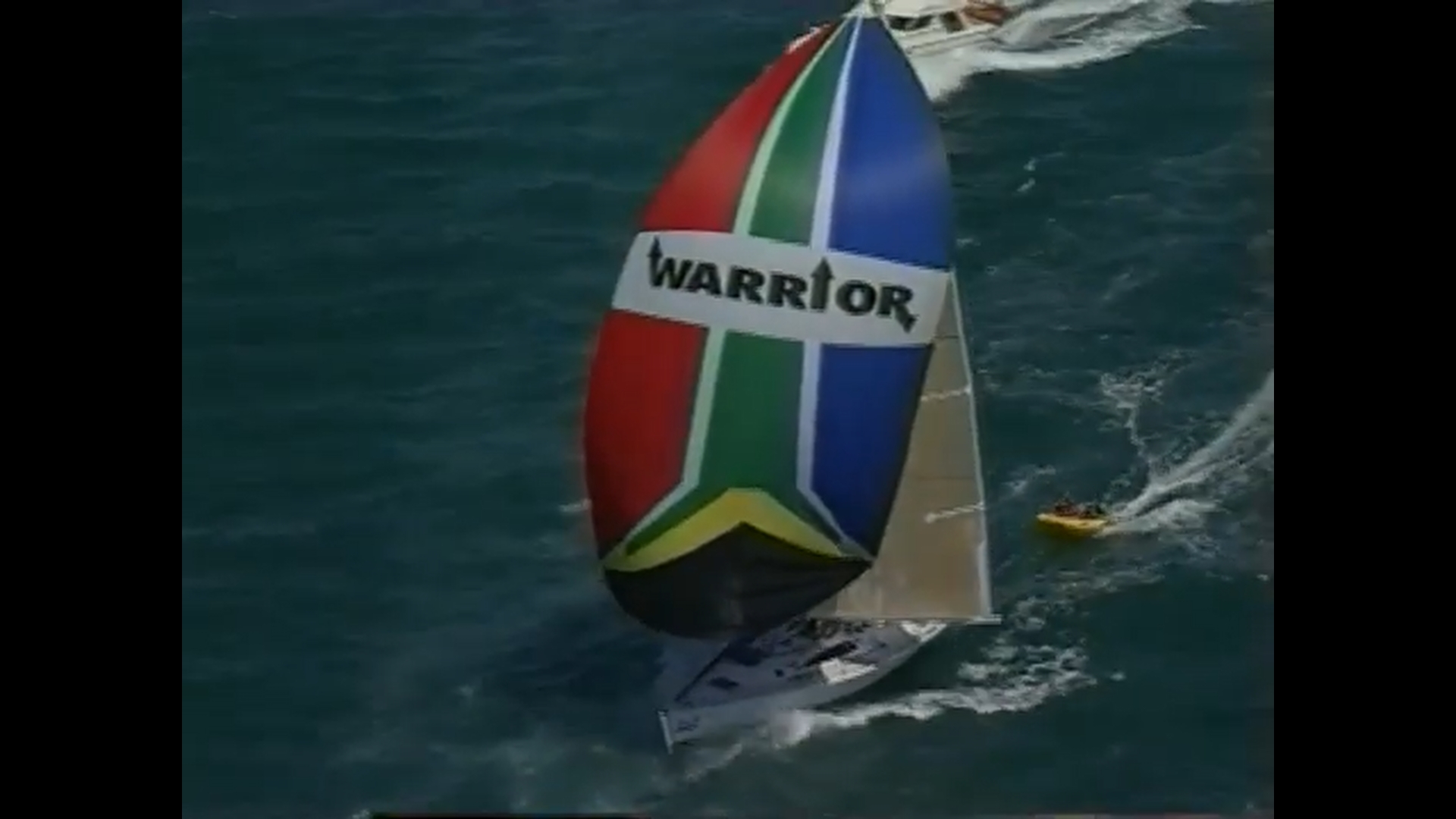 Warrior's spinnaker seen from above