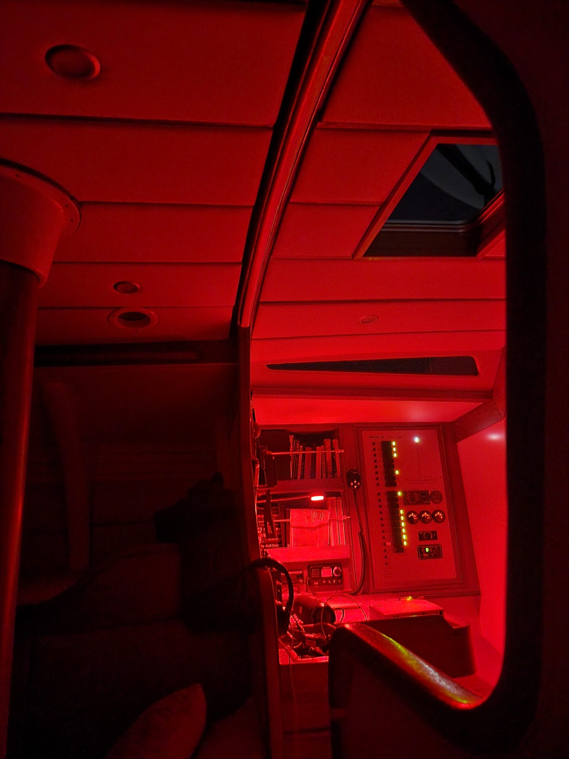 Nav station in red light